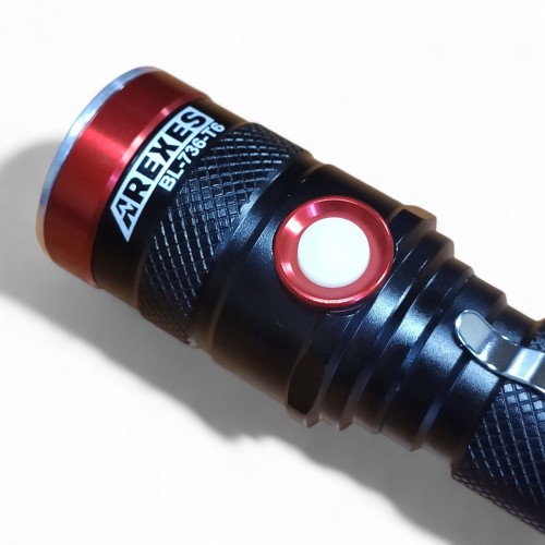 Фонарь ручной аккумуляторный Arexes BL-736-T6 1 режим с клипсой и зумом 18650 фонарик