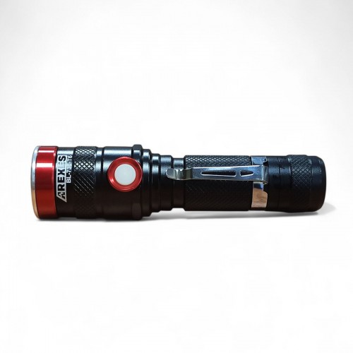 Фонарь ручной аккумуляторный Arexes BL-736-T6 1 режим с клипсой и зумом 18650 фонарик