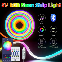 Гибкая неоновая лента RGB (10м) с Bluetooth и пультом от USB работает через приложение Led Lamp