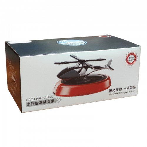 Автомобильный ароматизатор на солнечной батарее Вертолет с вращающимися лопастями Красный