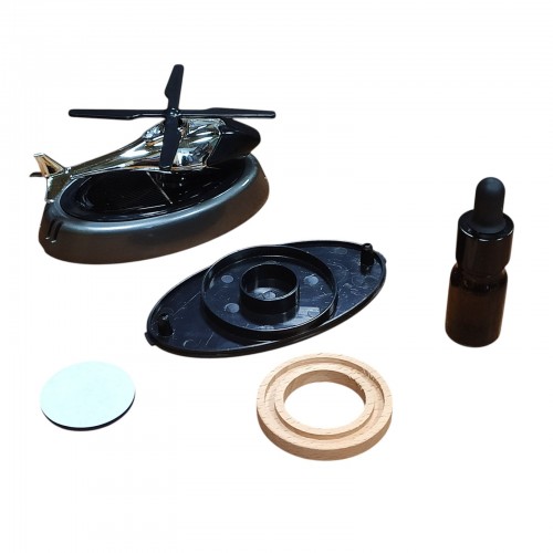 Автомобильный ароматизатор на солнечной батарее Вертолет с вращающимися лопастями Серый