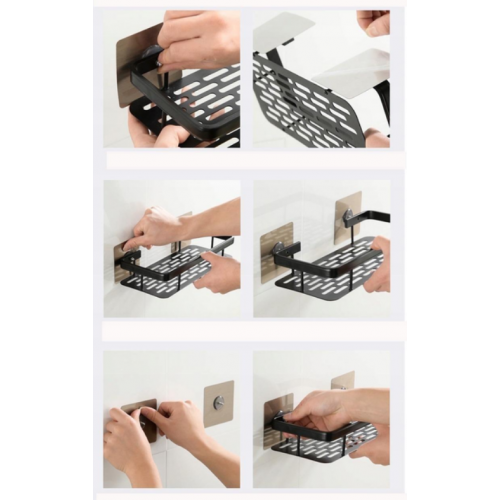 Металлическая полка для ванной комнаты (30х13х5 см) / Самоклеящаяся полка органайзер 2 шт в упаковке