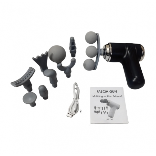 Массажер Fascial Gun, Портативный массажный пистолет LM-130 с турборежимом Черный