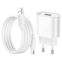 Зарядное устройство HOCO C109A Fighter QC3.0 18W с кабелем Type C Белый
