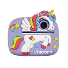 Детский фотоаппарат моментальной печати фото Unicorn "Единорог" Интерактивная игрушка для детей Фиолетовый