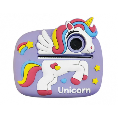 Детский фотоаппарат моментальной печати фото Unicorn "Единорог" Интерактивная игрушка для детей Фиолетовый