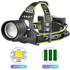Мощный Налобный фонарь A12-3-P90 фонарик зарядка Type C 3 режима 3 АКБ 18650