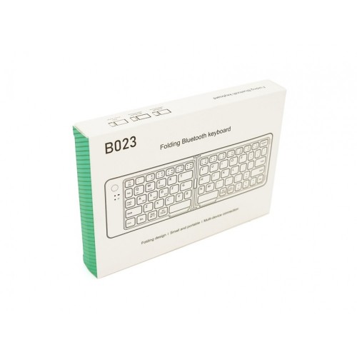 Клавиатура беспроводная bluetooth B023, раскладная, 67 клавиш, (Eng/Pyc), 280x92мм Чёрная