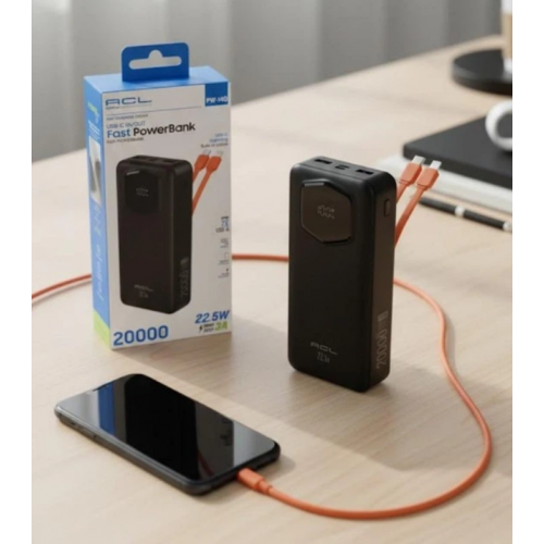 Внешний аккумулятор Power bank ACL PW-140 20000mAh PD22,2W+QC3.0 батарея быстрая зарядка Чёрный