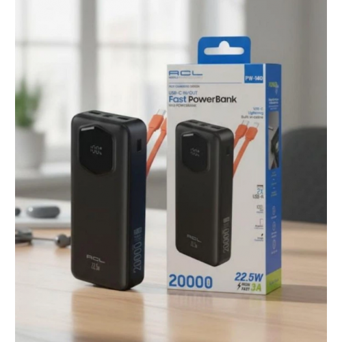 Внешний аккумулятор Power bank ACL PW-140 20000mAh PD22,2W+QC3.0 батарея быстрая зарядка Чёрный