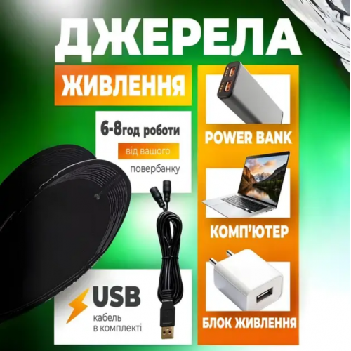 Стельки с подогревом универсальные р.35-40 NuoyiMiao Черные, юсб термостельки для обуви