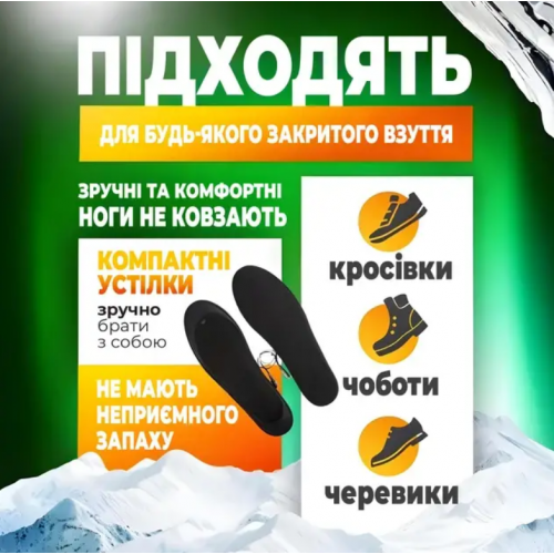Стельки с подогревом универсальные р.35-40 NuoyiMiao Черные, юсб термостельки для обуви