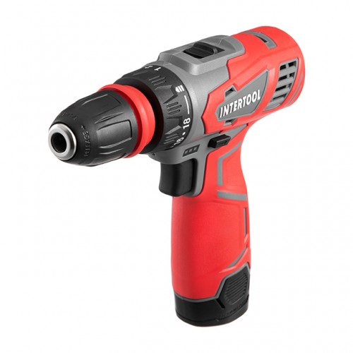 Дрель-шуруповерт аккумуляторный 12 В, 30 Nm, 0.8-10 мм, 1.5 Ач, съемный патрон INTERTOOL DT-0314
