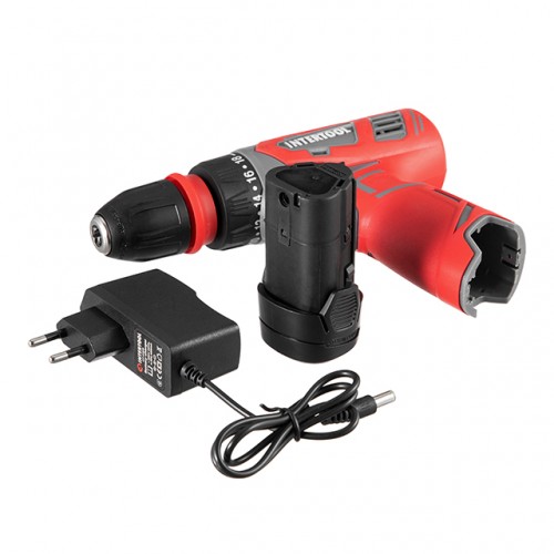 Дрель-шуруповерт аккумуляторный 12 В, 30 Nm, 0.8-10 мм, 1.5 Ач, съемный патрон INTERTOOL DT-0314