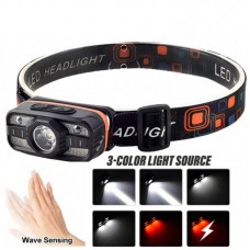 Налобный фонарь WH-0188, XPE+SMD, сенсорное управление, белый и красный свет, ЗУ Type C