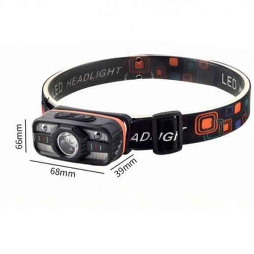 Налобный фонарь WH-0188, XPE+SMD, сенсорное управление, белый и красный свет, ЗУ Type C