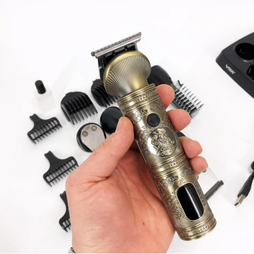 Мужской набор VGR V-106 6 в 1 для ухода за волосами, бородой, триммер для носа, тела, Professional, 14 насадок, LED Display