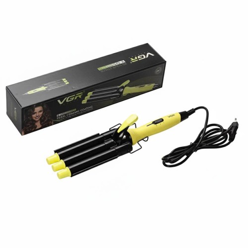 Плойка тройная для волос VGR V-595 Professional тройная плойка волна 22 мм щипцы на три волны 90 Вт Желтая