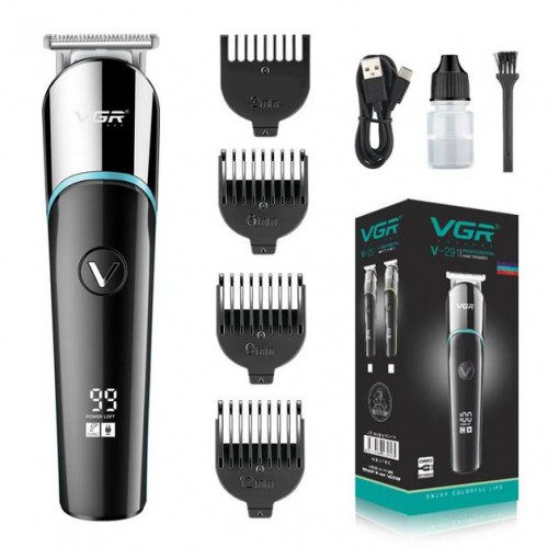 Машинка для стрижки волос VGR V-291, триммер, 4 насадки, LED дисплей