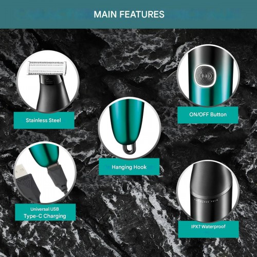 Бритва-триммер для стрижки бороды и усов VGR V-339, 4 насадки, водонепроницаемая