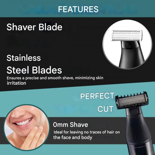 Бритва-триммер для стрижки бороды и усов VGR V-339, 4 насадки, водонепроницаемая