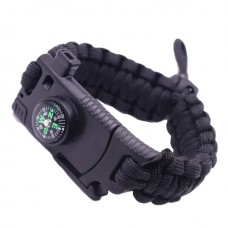 Браслет выживания из паракорта 5в1, 28 см Черный
