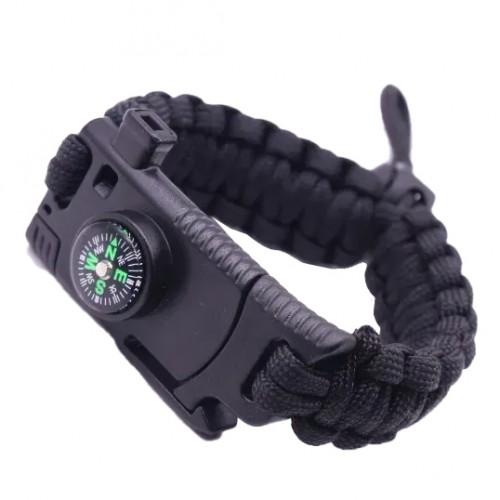 Браслет выживания из паракорта 5в1, 28 см Черный