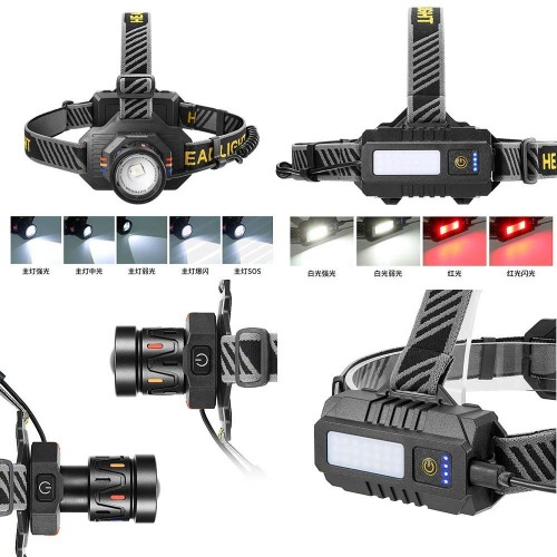 Фонарь налобный BL-T701B-TG, 2x18650, ЗУ Type-C, zoom фонарик