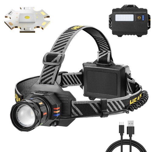 Фонарь налобный BL-T701A-TG, 3x18650, ЗУ Type-C, zoom фонарик