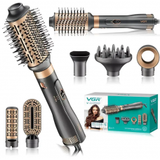 Фен стайлер для укладки волос 6в1, 1000Вт + 6 насадок, от сети, VGR V-491 / Фен-щетка для завивки волос