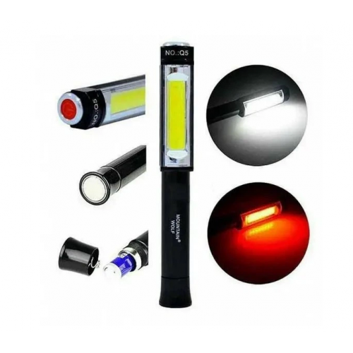 Фонарик ручной с магнитом BL Q5 COB на батарейках Черный