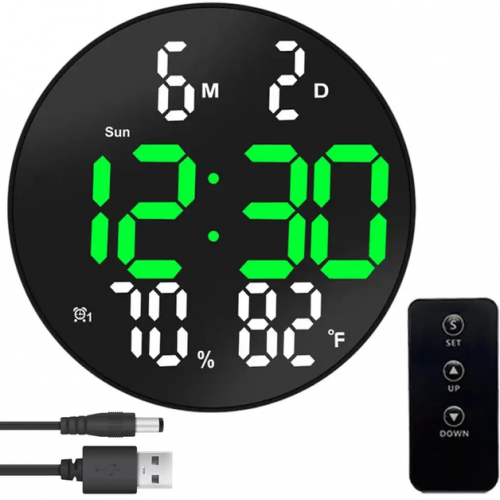 Электронные часы настенные 26см от USB, DS-3813L / Цифровые часы на стену