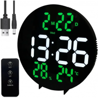 Электронные часы настенные 26см от USB, DS-3813L / Цифровые часы на стену Черные