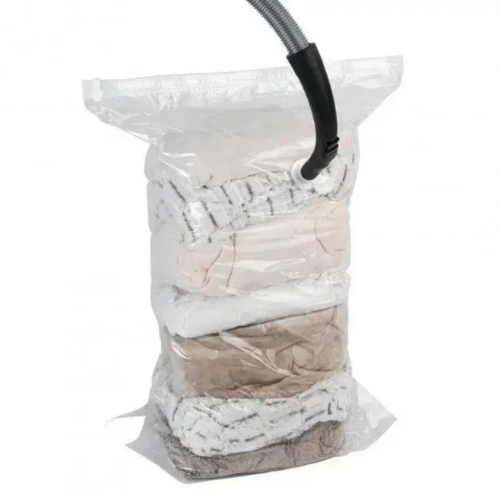 Вакуумный пакет для хранения вещей 80×120 см с клапаном 12 шт