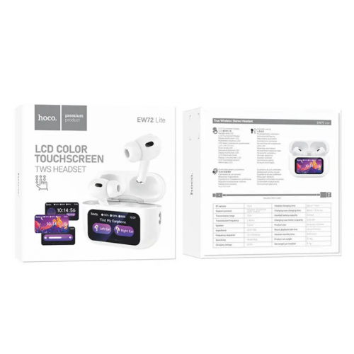 Беспроводные сенсорные Bluetooth TWS наушники HOCO EW72 Lite с зарядным кейсом Белые