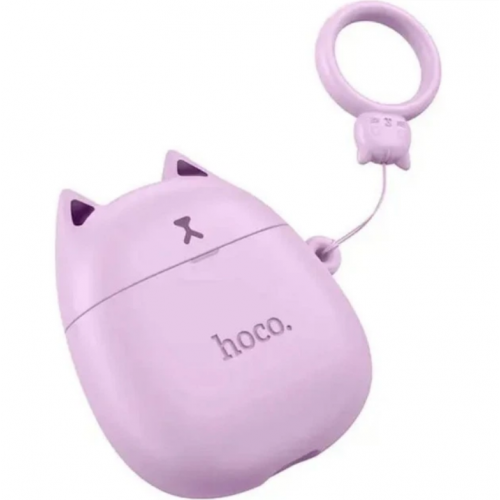 Беспроводные наушники вкладыши в кейсе HOCO EW45 + силиконовый кейс Кот Лиловый