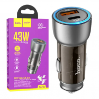 Автомобильное зарядное устройство 43W, PD25W+QC3,0, Hoco NZ8 / АЗУ-адаптер с подсветкой