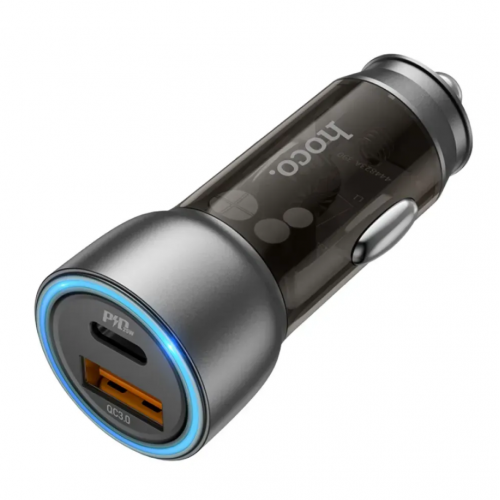 Автомобильное зарядное устройство 43W, PD25W+QC3,0, Hoco NZ8 / АЗУ-адаптер с подсветкой