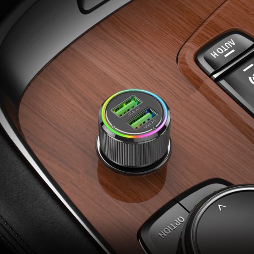 Автомобильное зарядное устройство 36W, PD18W+QC, HOCO NZ14 Guerrero / АЗУ адаптер с подсветкой