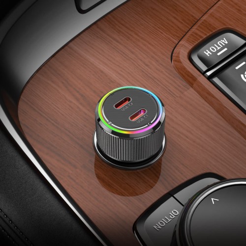 Автомобильное зарядное устройство 50W, PD20W+QC, HOCO NZ14B Guerrero / АЗУ адаптер с подсветкой