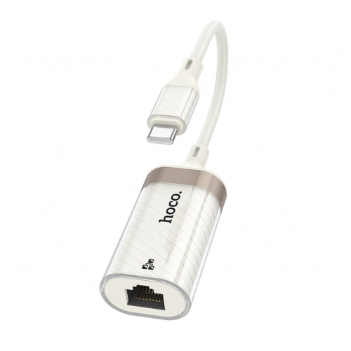 Адаптер переходник HOCO UA41B Crystal, Type-C to Ethernet RJ45 (100 Mbps)