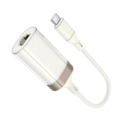 Адаптер переходник HOCO UA41B Crystal, Type-C to Ethernet RJ45 (100 Mbps)