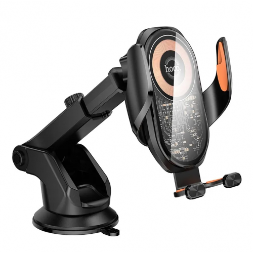 Автомобильный держатель для мобильного телефона HOCO HW34 с беспроводной зарядкой 15W Черный