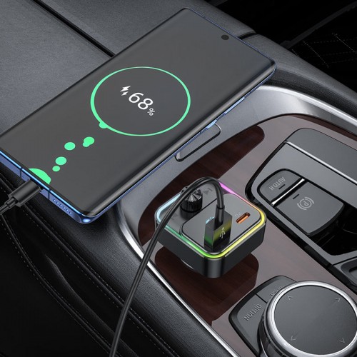 Автомобильный FM-трансмиттер модулятор Bluetooth MP3 HOCO E81 Fantasy 30w, PD/QC, USB-C/ 1xUSB-A