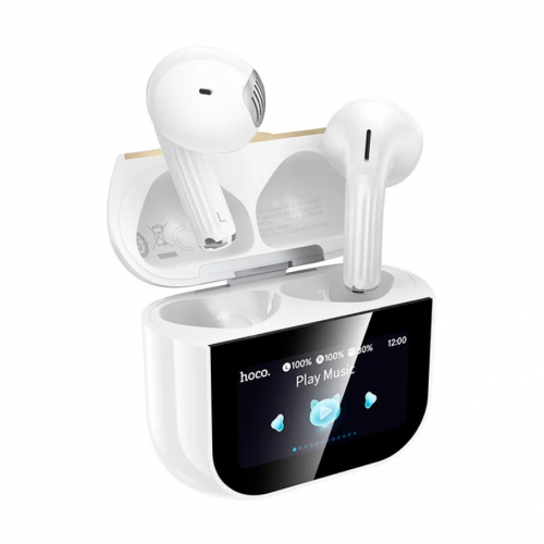 Беспроводные TWS наушники вкладыши HOCO EW89 Kissa с сенсорным экраном на кейсе Белые