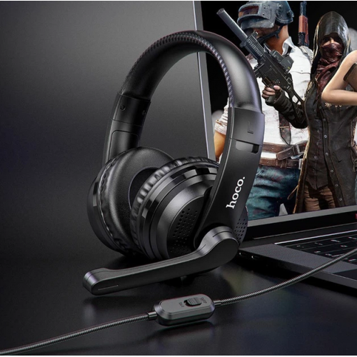 Наушники игровые с микрофоном HOCO W103 Magic tour AUX / USB проводные, с оголовьем Черные