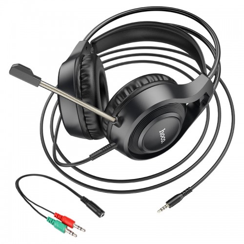 Игровые наушники с микрофоном HOCO W106 Tiger Gaming Headset проводные, с оголовьем Черные