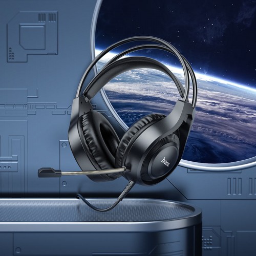 Игровые наушники с микрофоном HOCO W106 Tiger Gaming Headset проводные, с оголовьем Черные
