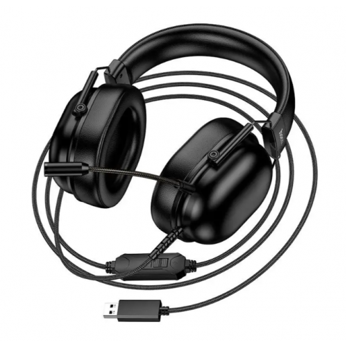 Накладные проводные наушники HOCO W113 с USB, 50 мм динамиками и съемным микрофоном Черные