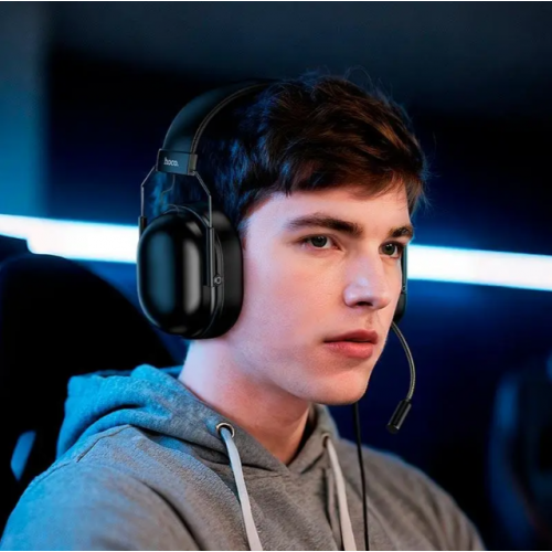 Накладные проводные наушники HOCO W113 с USB, 50 мм динамиками и съемным микрофоном Черные